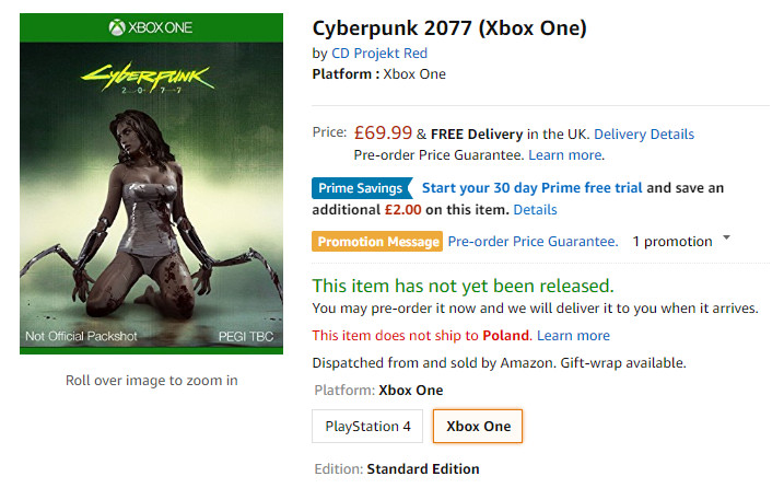 Amazon przedsprzedaż Cyberpunk 2077